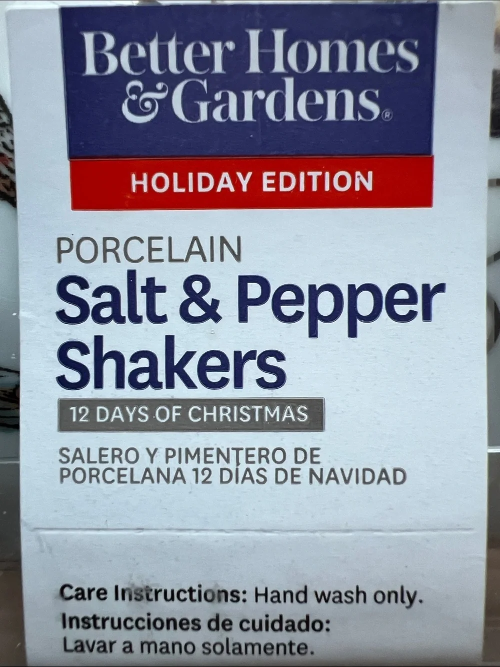 Better Homes & Gardens Porcelain Holiday Edition Salt & Pepper Shaker NWT